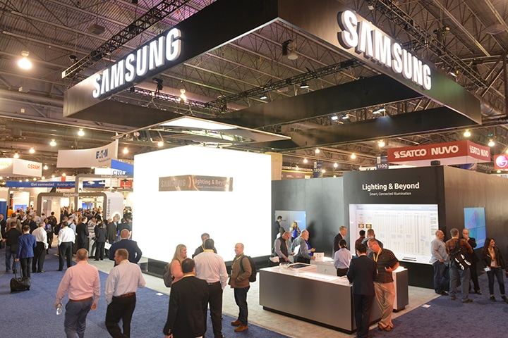 Samsung LEDs Outside view of Samsung's LFI 2017 show booth