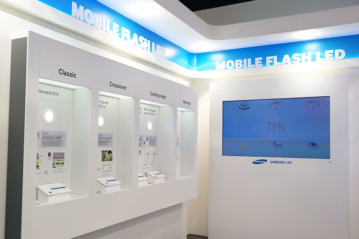 Samsung LEDs exhibits of Mobile Flash LED at the Samsung's Mobile World Congress 2014 show booth