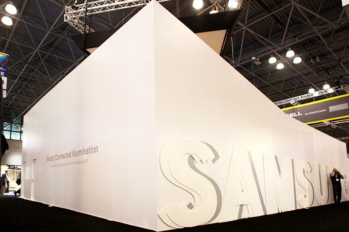 Samsung LEDs outside view of Samsung's Lightfair International 2015 show booth