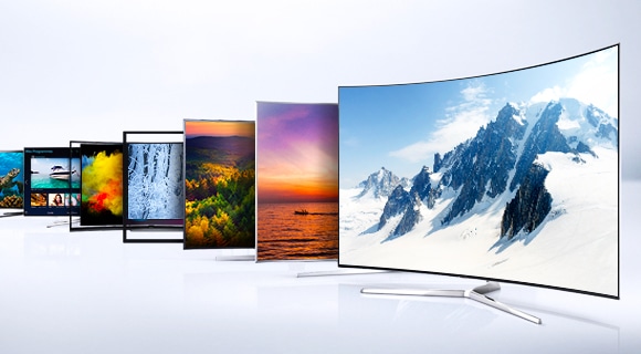 Samsung LEDs a row of slim tvs with various designs