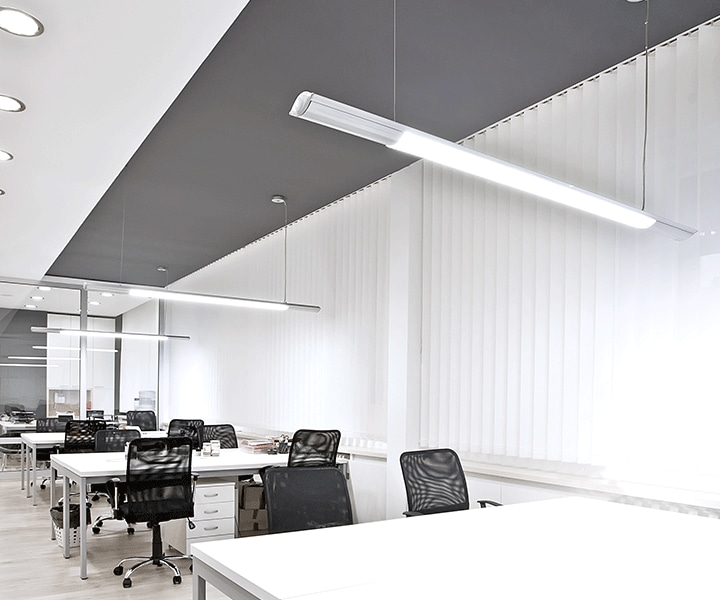 Samsung LEDs a comfort library lighted up with uniform linear lights