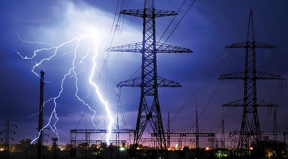 Samsung LEDs power grid towers stable in a lightning strike at night